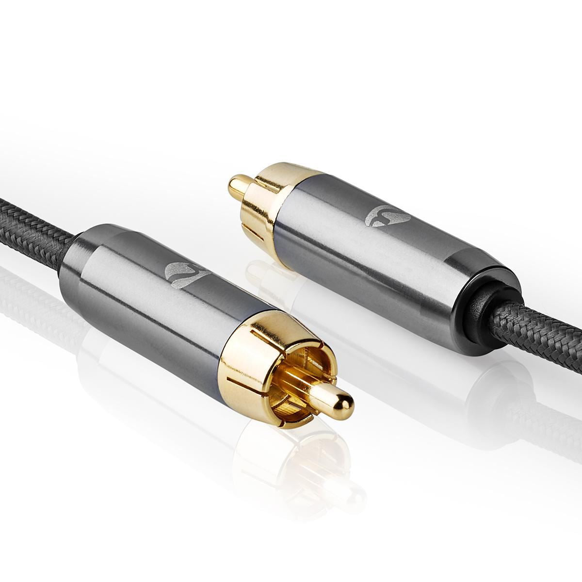 Nedis Subwoofer Cable | RCA Male | RCA Male | Gold Plated | 3.00 m | Round | 4.5 mm | Anthracite / Gun Metal Grey | Cover Box