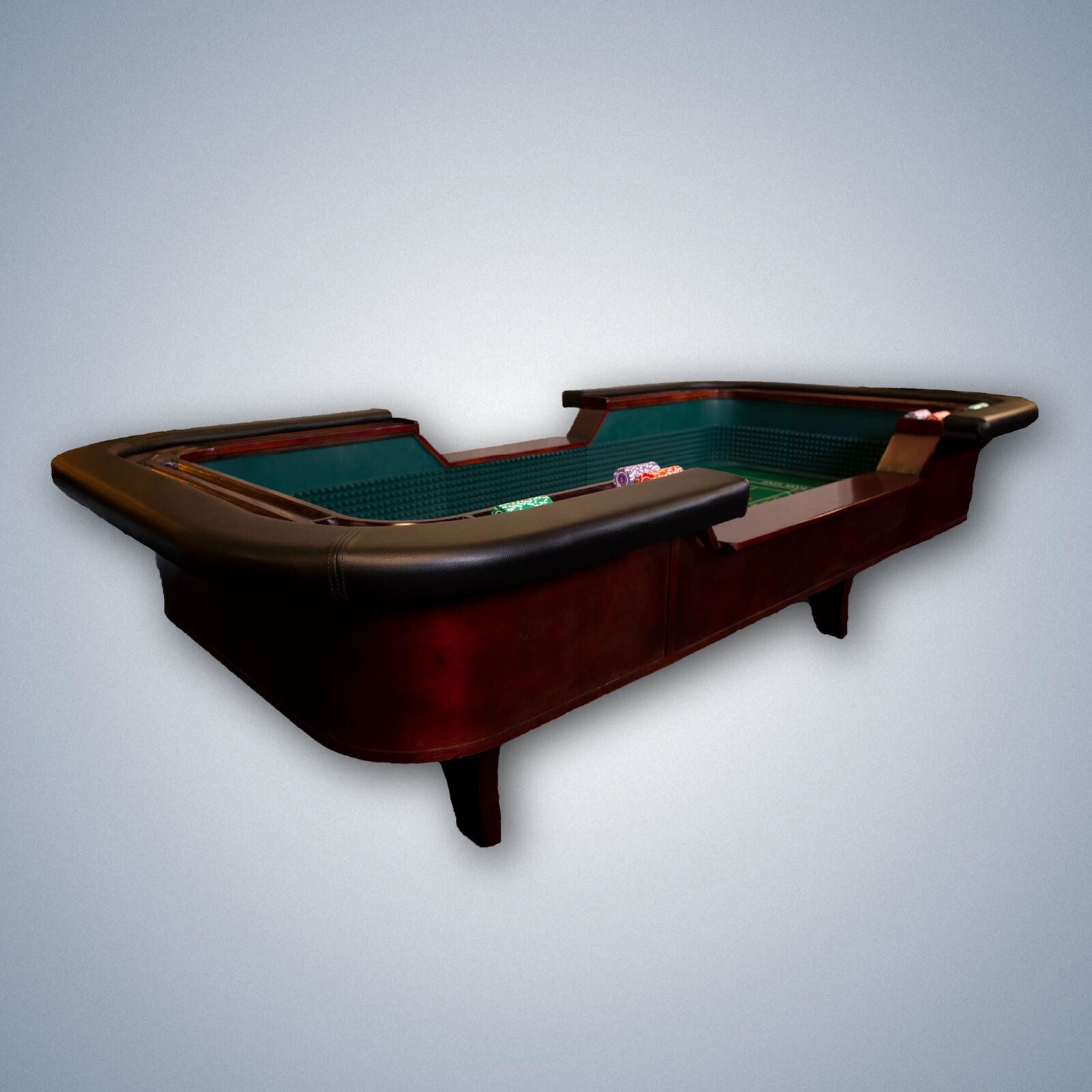 The Man Cave Project Luxury Craps Table, Mahogany Effect Dark Wood with Green Baize Cloth Surface, Chip Holder and Faux Leather Ar...
