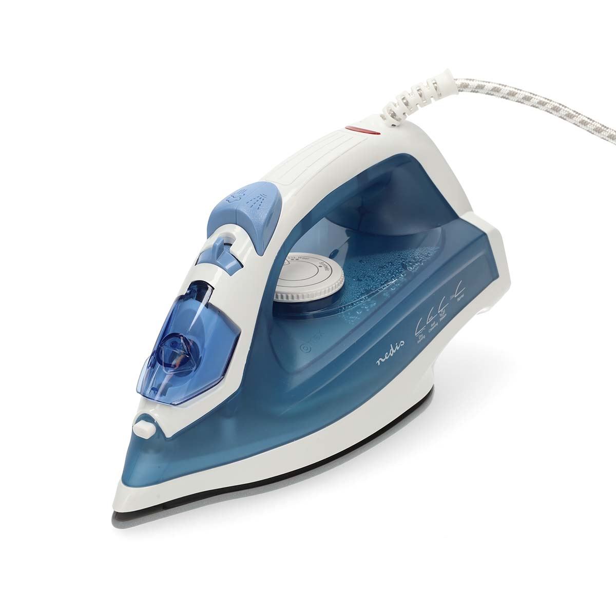 Nedis Steam Iron 2000W, Powerful Fast Heating, Adjustable Steam Control, Vertical Steam Spray Function, 200ml Water Tank, Stainless Steel Soleplate - Blue