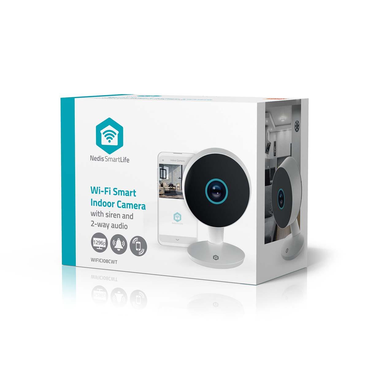 Nedis SmartLife Indoor Camera | 3MP Full HD 1296p | Cloud Storage (optional) / microSD (not included) / Onvif | With motion sensor | Night vision | White
