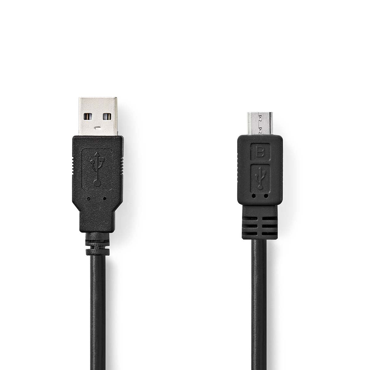 Nedis USB Cable | USB 2.0 | USB-A Male | USB Micro-B Male | 480 Mbps | Nickel Plated | 3.00 m | Round | PVC | Black | Box