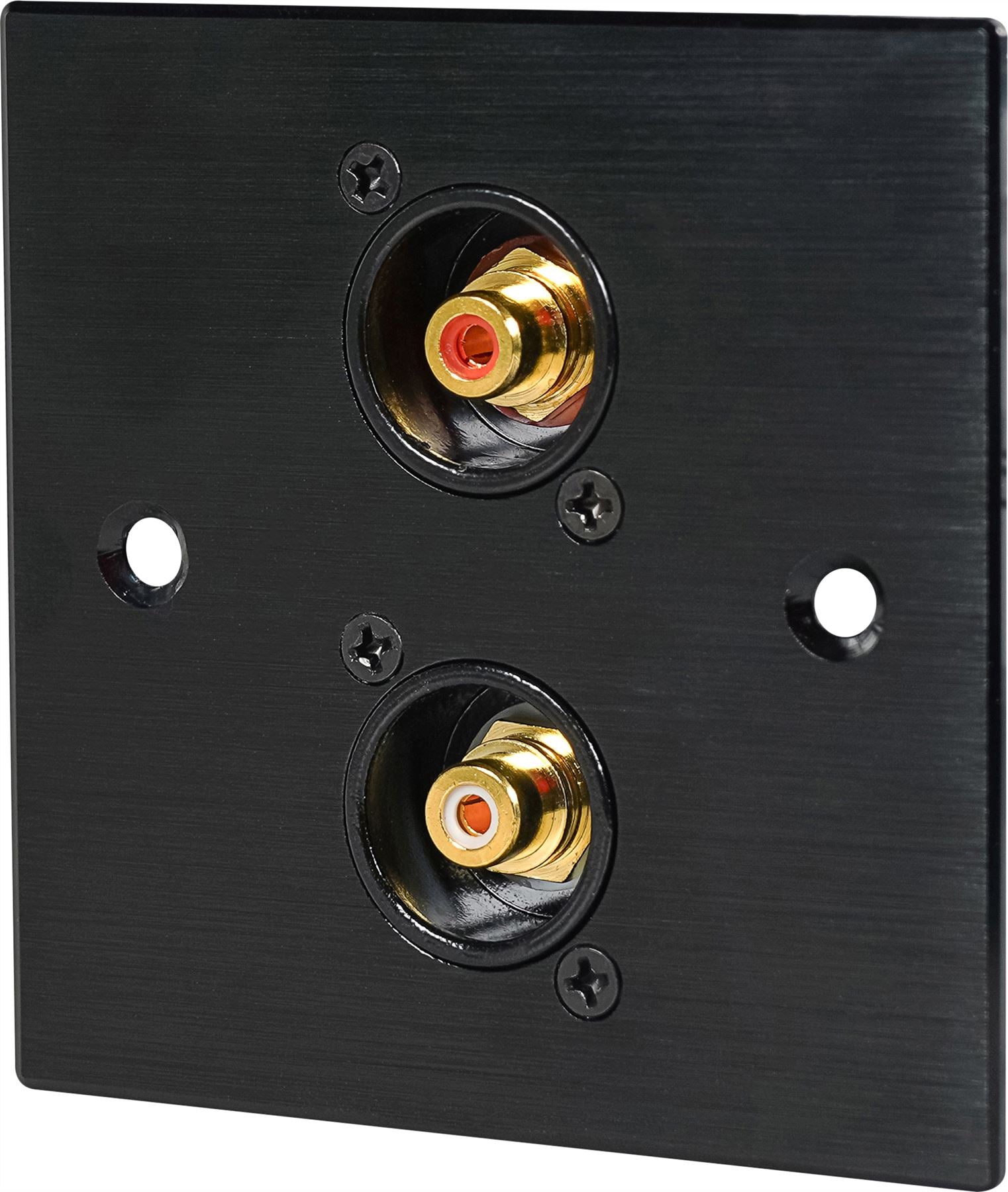 Black Wall Face Plate Electrical AV Slim Series 2 x Phono Socket Wall Plate Metal