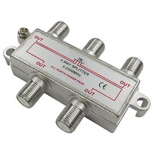 4 Way F-Type Cable TV or TV Aerial Splitter for Virgin Media NTL Broadband Starview etc