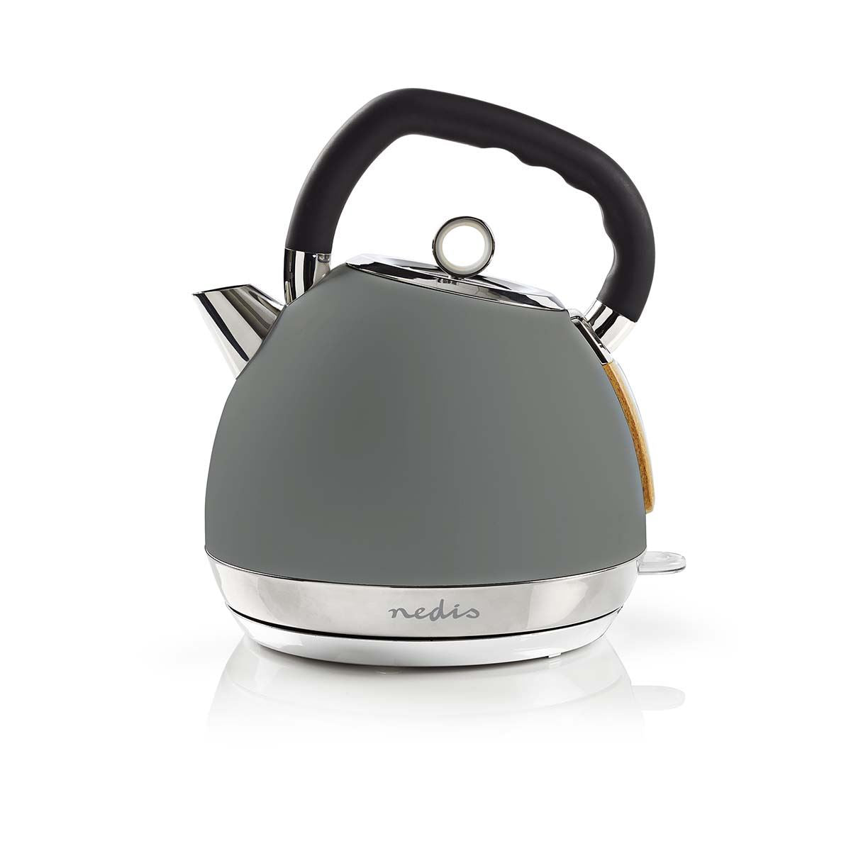 Nedis Electric Kettle | 1.8 l | Soft-Touch | Grey | Rotatable 360 degrees | Concealed heating element | Strix® controller | Boil-dry protection