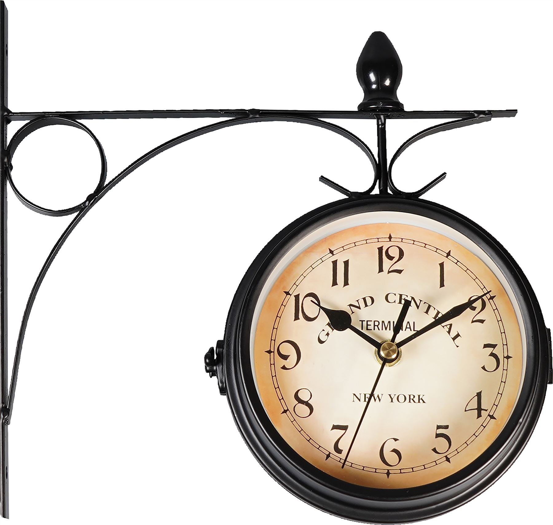 Double Sided Station Wall Clock 12cm Vintage Style Outdoor Decoration Round