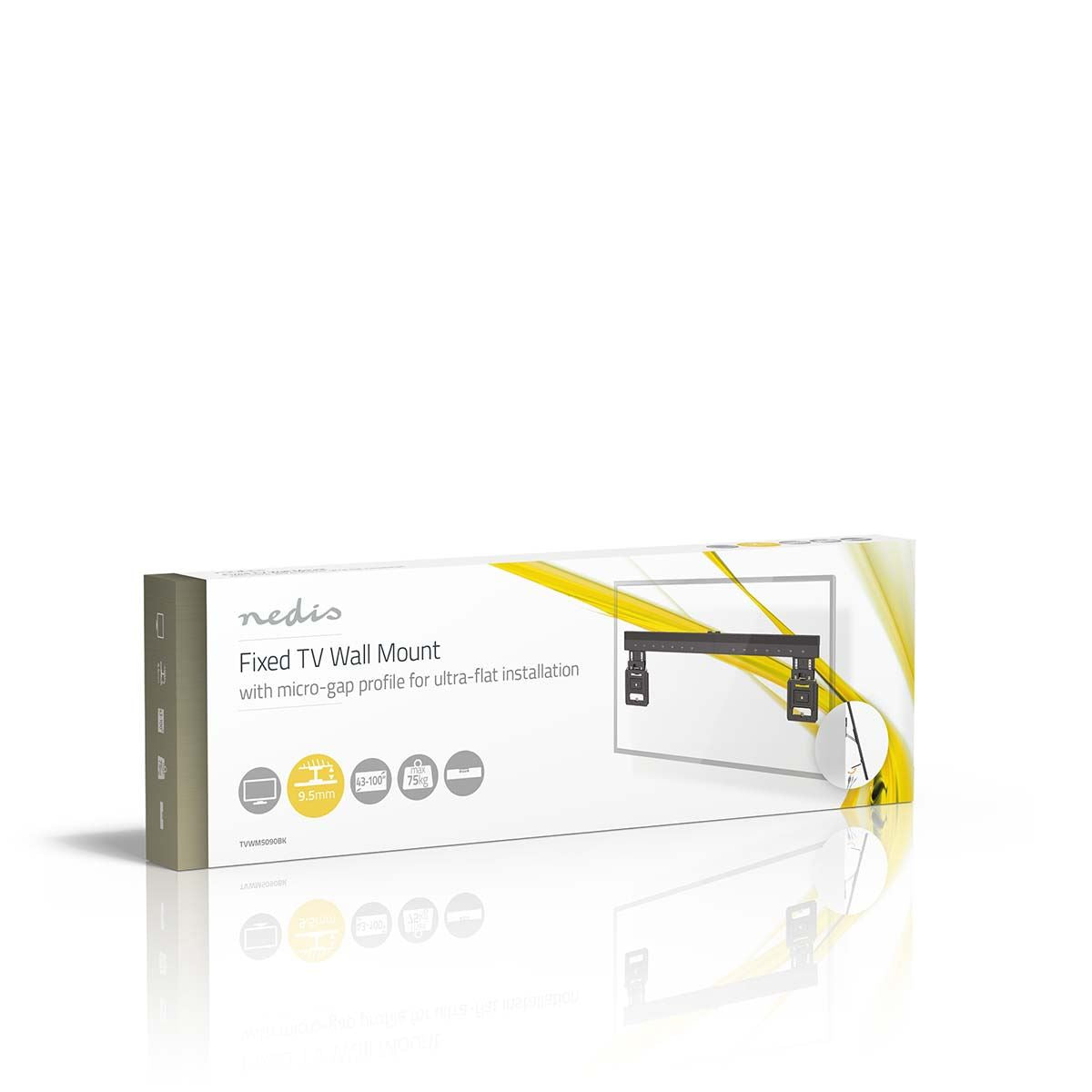 Nedis Fixed TV Wall Mount | 43 - 100 " | Maximum supported screen weight: 75 kg | Minimum wall distance: 9.50 mm | Steel | Black