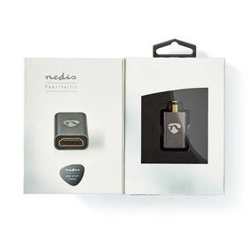Nedis HDMI™ Adapter | HDMI™ Male / HDMI™ Micro Connector | HDMI™ Output | Gold Plated | Straight | Aluminium | Gun Metal Grey | 1 pcs | Cover Window Box