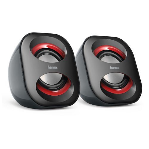 Hama 6w 3.5mm Speakers Laptop Portable Sound Music Desktop TV Speakers Black/Red
