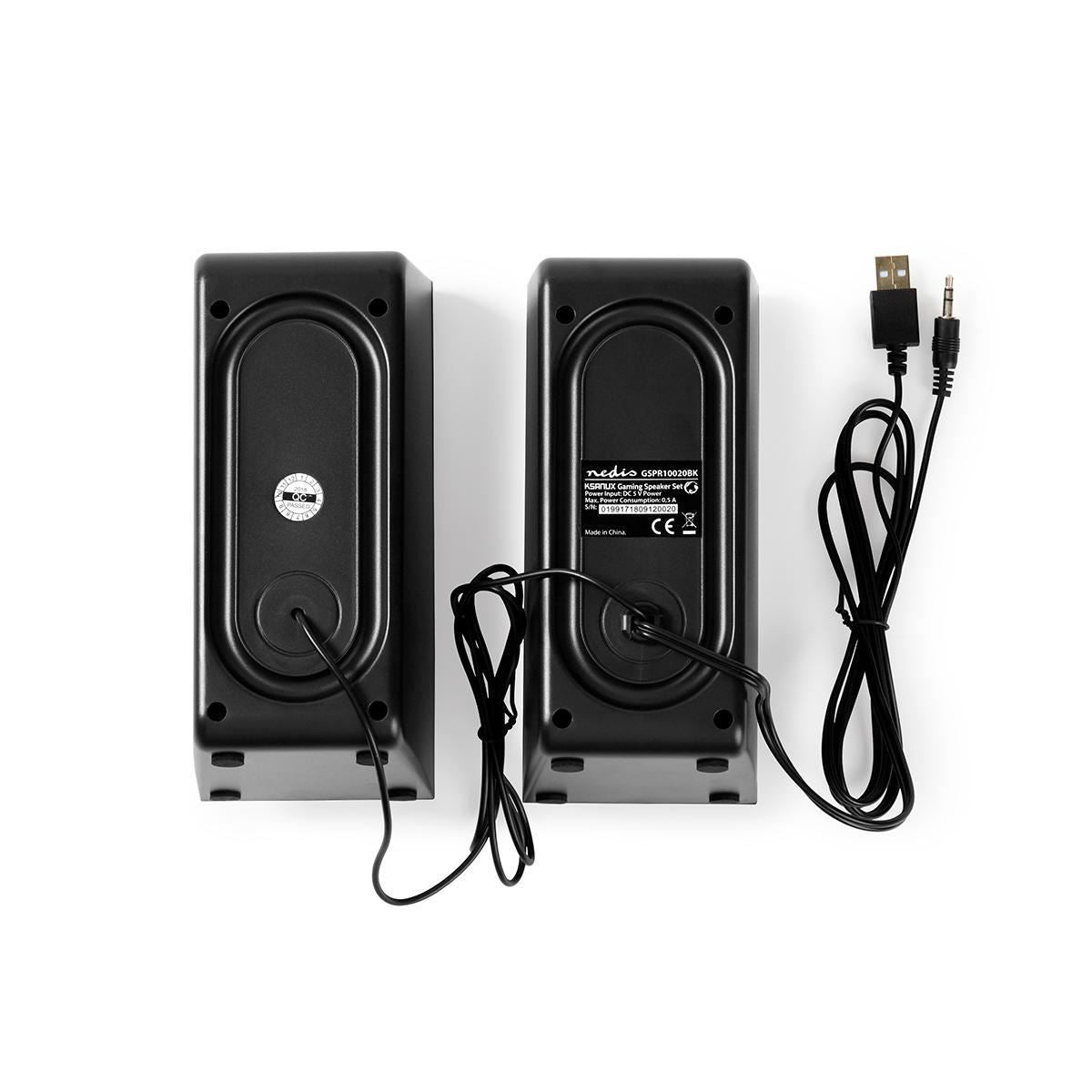 Nedis Gaming Speaker | Speaker channels: 2.0 | USB Powered | 3.5 mm Male | 18 W | Without Lighting | Volume control | Connection output: 1x 3.5 mm Audio Out