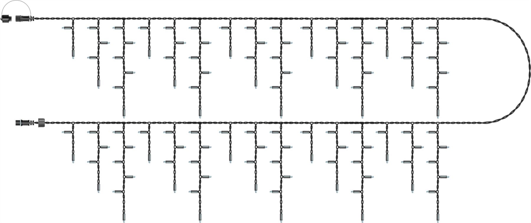 5m Easy-Connect Warm White 120 Icicle Lights Black Rubber With 60/40/20cm Drop with 10% Twinkle