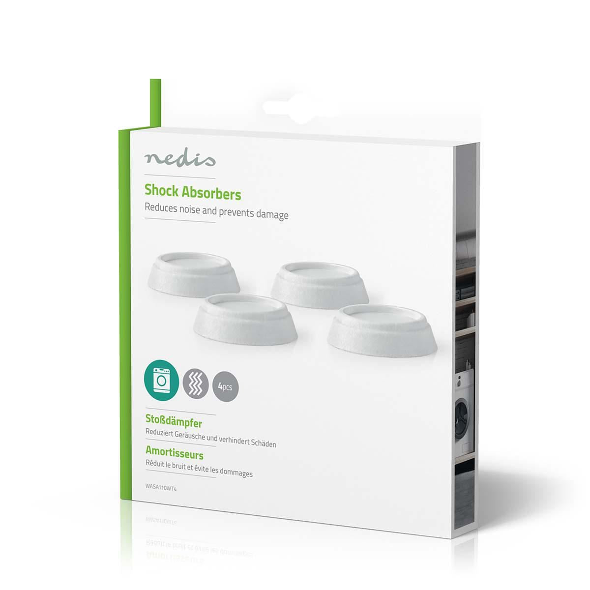 Nedis Anti-Vibration Feet Dampers Universal for Washing Machine / Washer Dryers  | 4 pcs | White | Plastic