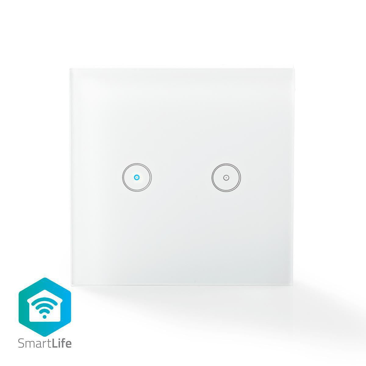 Nedis SmartLife Wall Switch | Dual | Wall Mount | 1000 W | Android™ / IOS | Glass | White