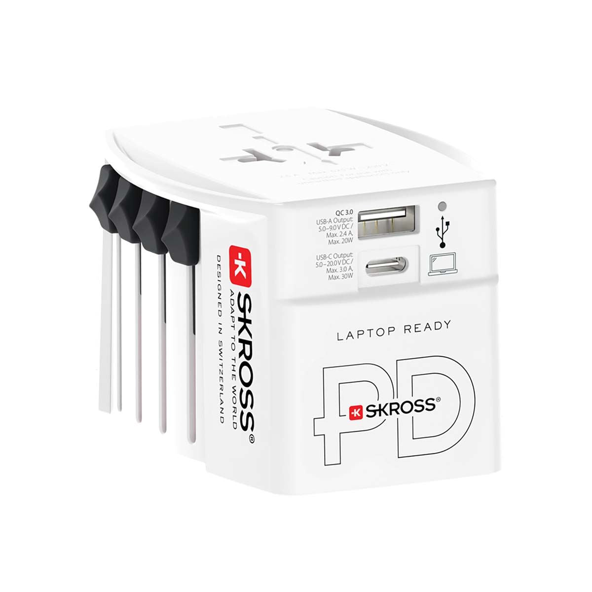 Skross Travel Adapter 2 pole World Wide with integrated Dual 30W USB Charger (1x USB C & 1 x USB) | SKR1302974
