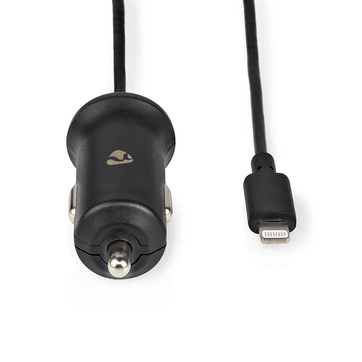 Nedis In Car Charger 2.4A Fixed Lightning Cable MFI Approved for iPhone iPad Lighting