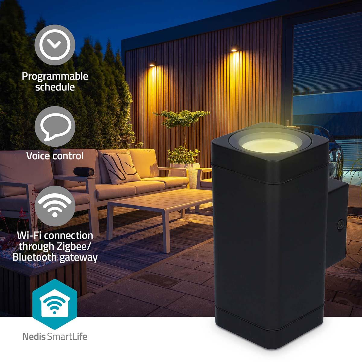Nedis Smartlife Outdoor Wall Light Zigbee Bluetooth® | Warm to Cool White & RGB Coloured | 2700 - 6500 K | ABS | Android™ / IOS App