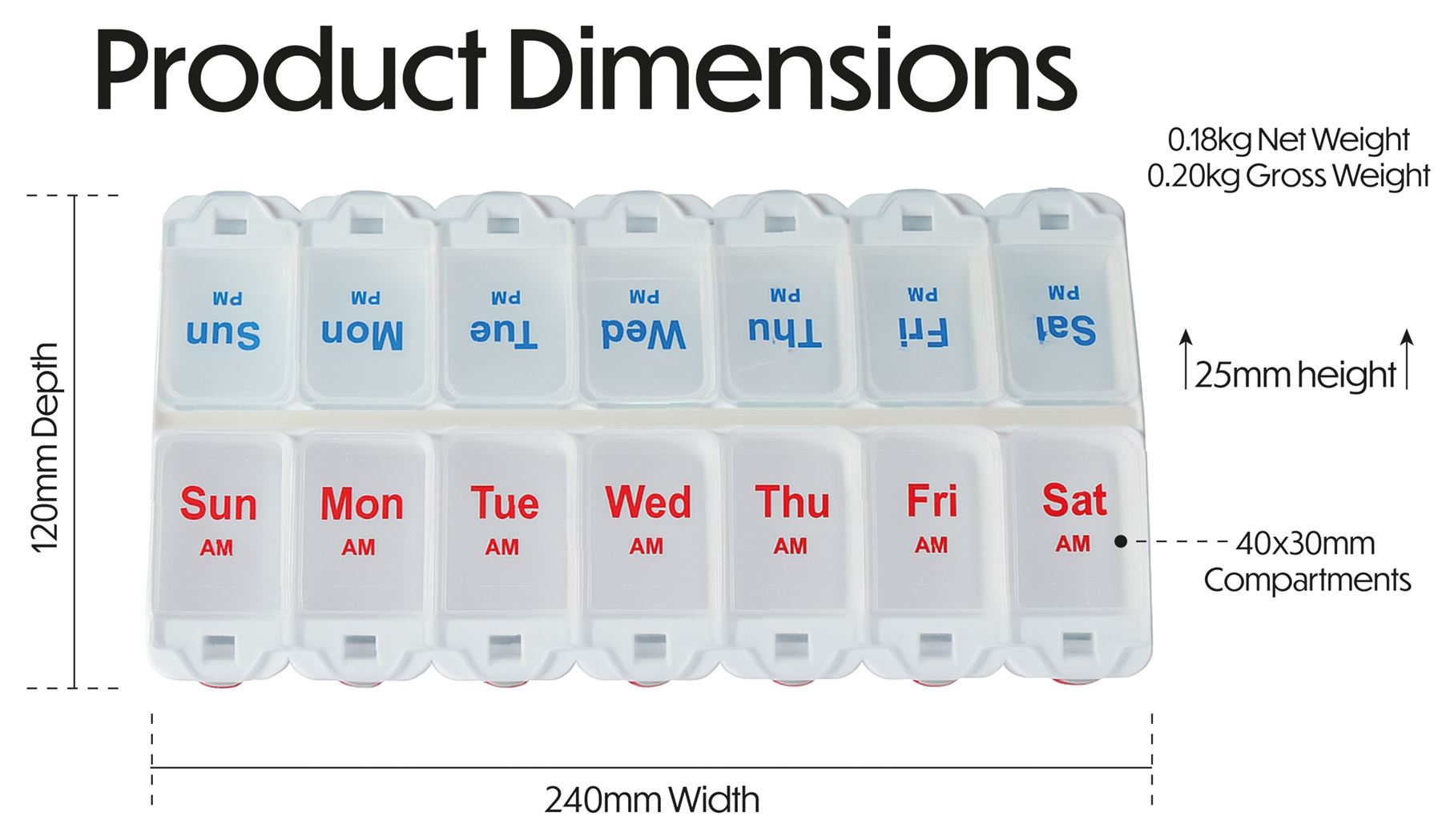 7 Day Pill Dispenser Tablet Box Organiser 2 Clearly Marked Compartments per Day, AM and PM for those who take many Tablets Every Day Easy Medication Management and Organisation Ideal for Travel