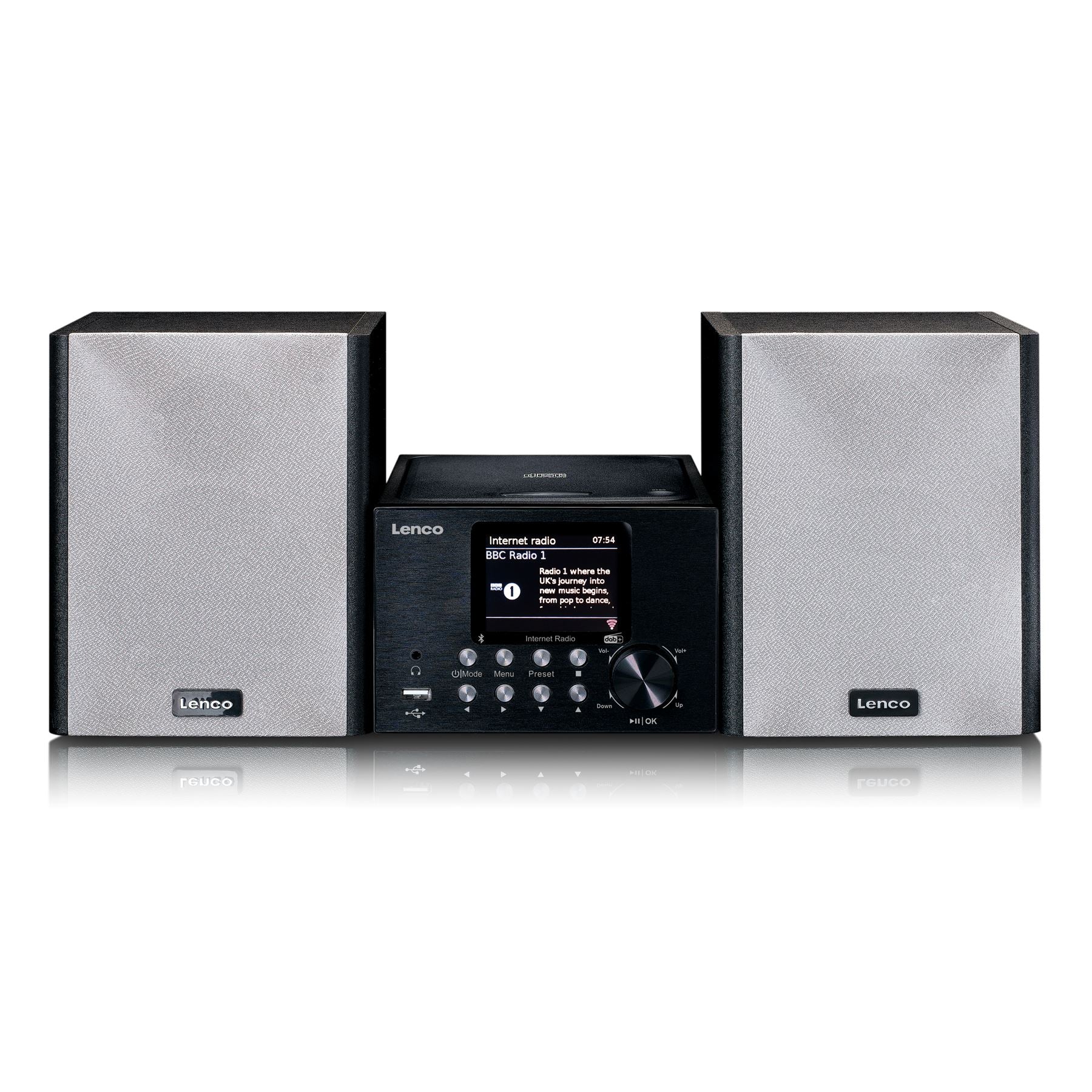 Lenco Micro Music System with Internet | DAB+ Radio and Bluetooth® Speakers | CD / MP3 - Black