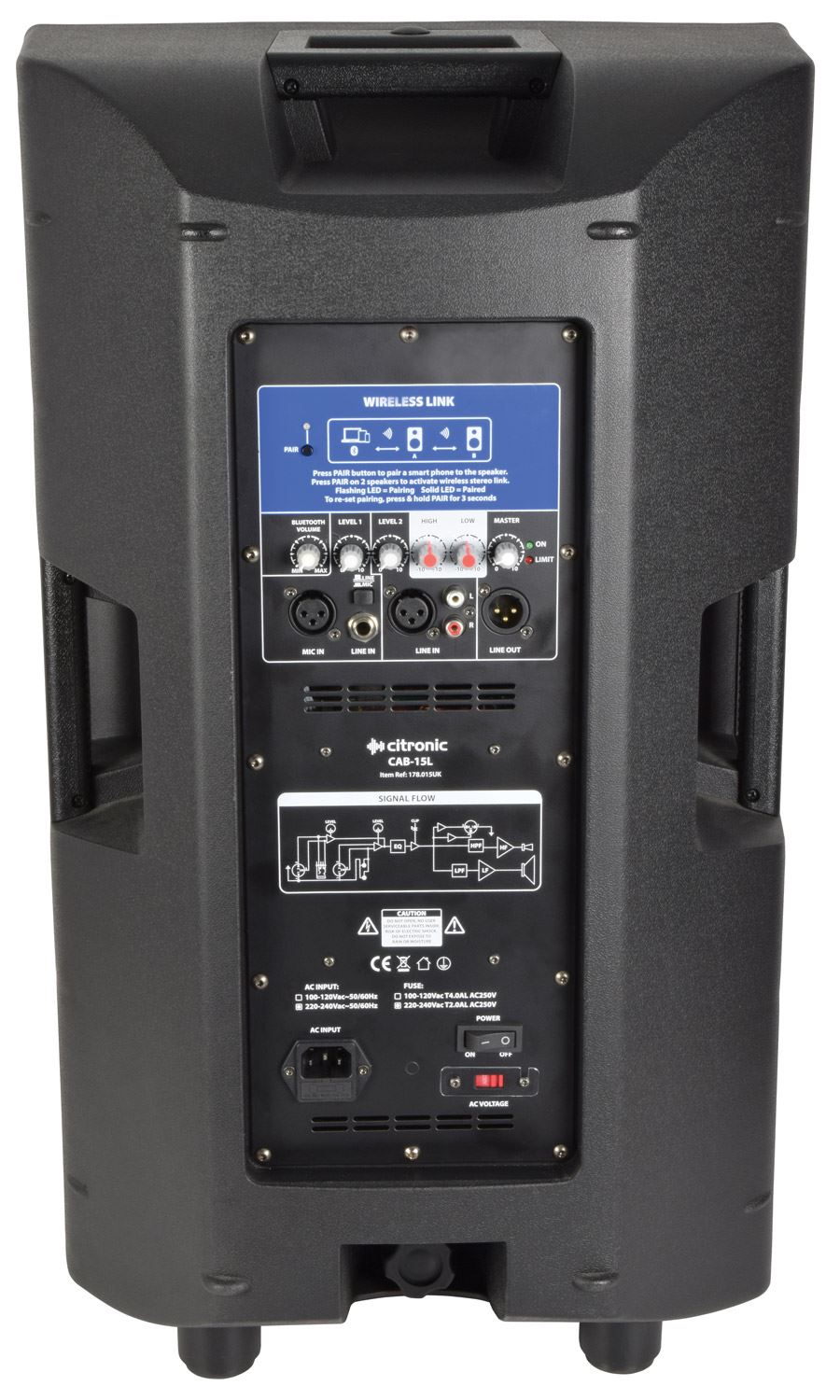 Citronic CAB-15L Full Range Passive Speaker Cabinet with Bluetooth  350W RMS