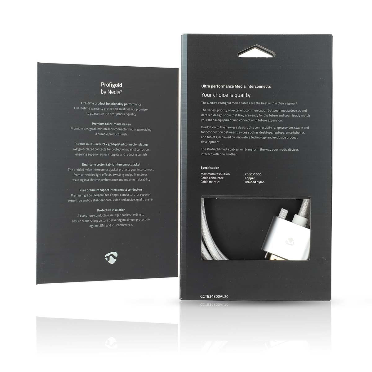 Nedis HDMI™ Cable | HDMI™ Connector | DVI-D 24+1-Pin Male | 2560x1600 | Gold Plated | 2.00 m | Straight | Braided | Silver | Cover Window Box