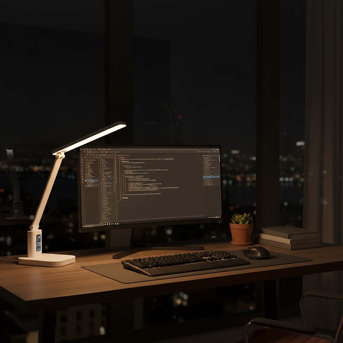 Nedis Rechargeable LED Desk Lamp with Clock - Touch Dimmable, 3 Light Modes, Alarm, Calendar, Temperature Display, Foldable Design