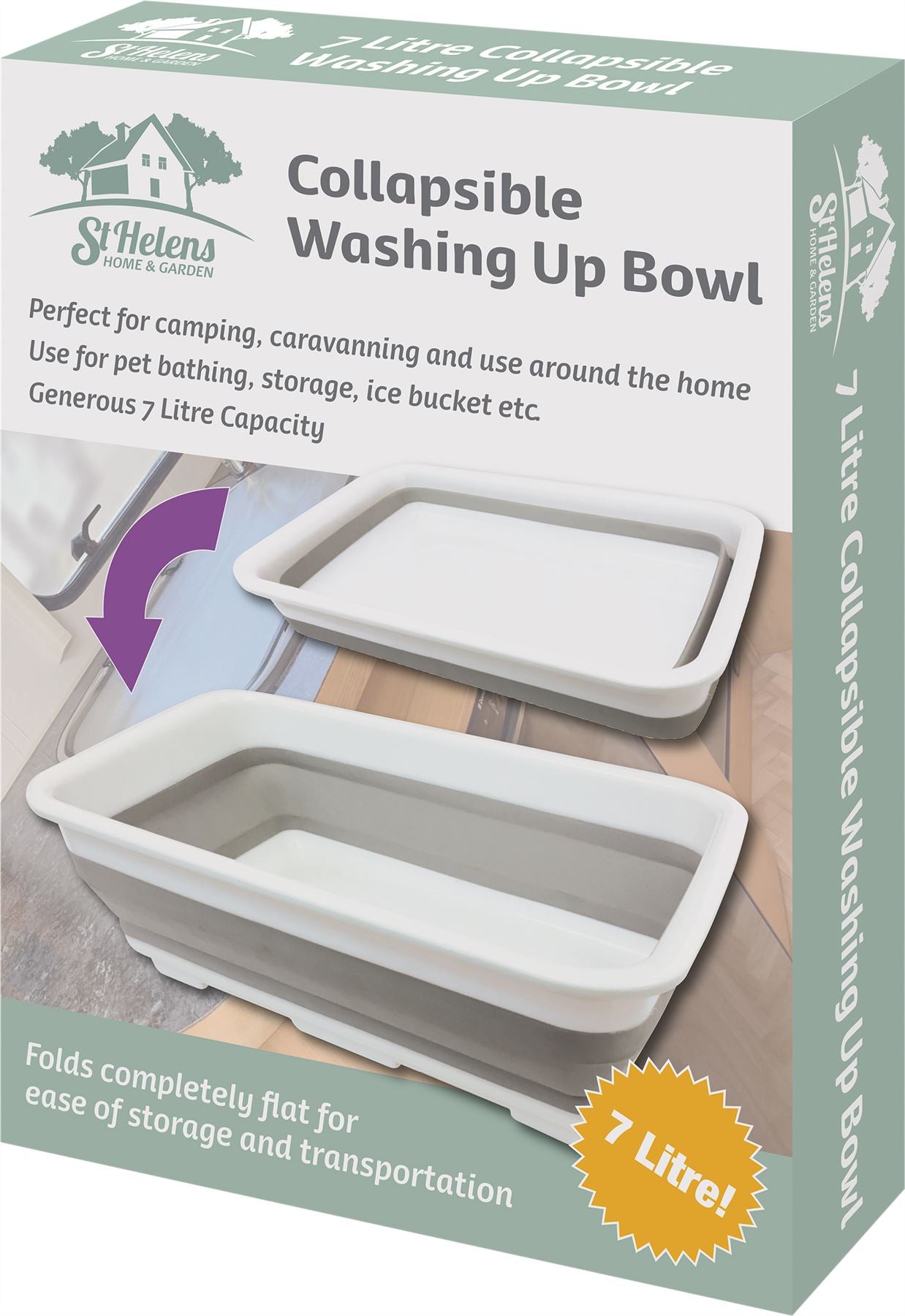 7L Collapsible Foldable Washing Up Bowl Dish Camping Travel Caravan Boat Kitchen