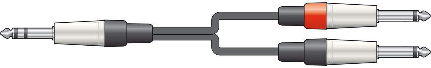 Citronic 3m Guitar Amp Stereo Audio 6.35mm 1/4" TRS Jack to Mono 2  x 6.35mm 1/4" Cable