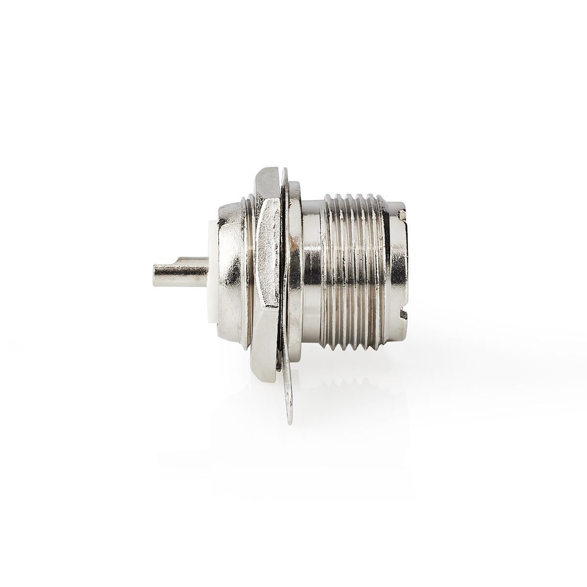 Nedis PL259 Connector | Straight | Female | Nickel Plated | 75 Ohm | Chassis | Cable input diameter: 5.0 mm | Metal | Silver | 25 pcs | Polybag