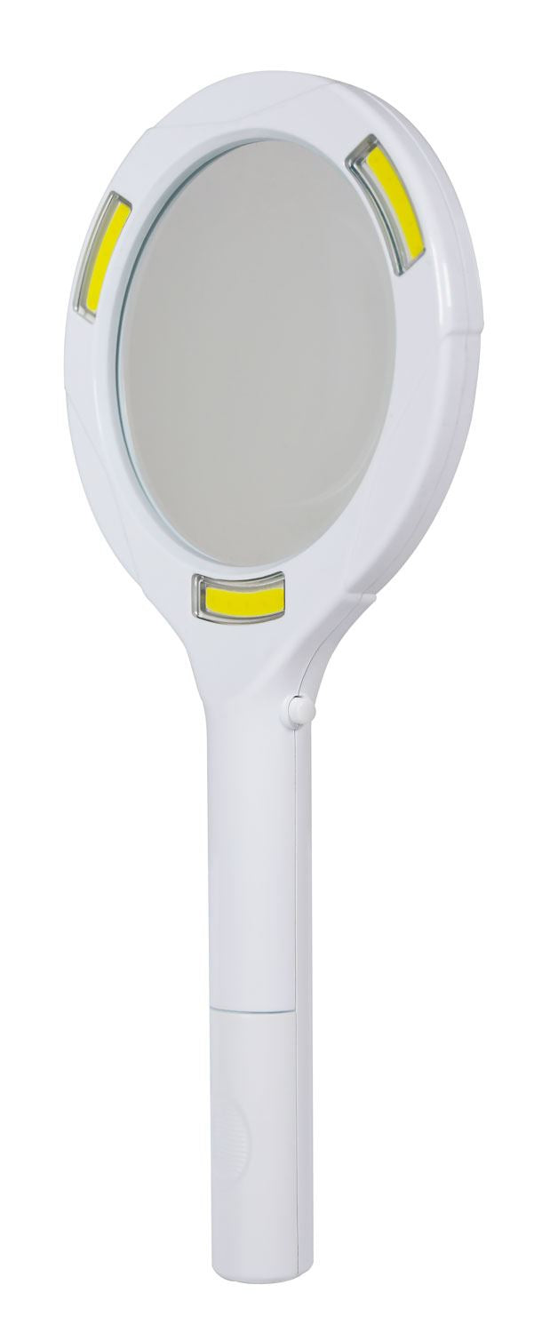 Mercury Strong Handheld Magnifying Glass a Light Up Magnifying Lens with an Impressive 3 x Magnification & 3 x LED Lights, Batteries are required for LED Light, White