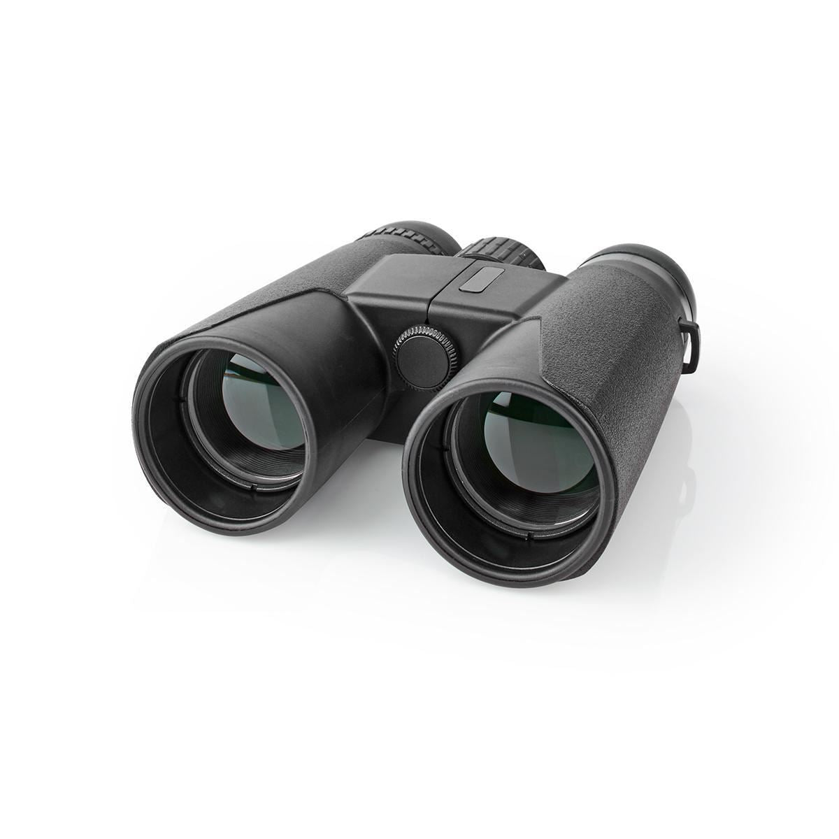 Nedis Binoculars 10x42 Roof Prism, Lightweight Travel Model with Rubber Grip, Dioptric Correction & 12mm Eye Relief for Spectacle Wearers, Black, Blue Lens