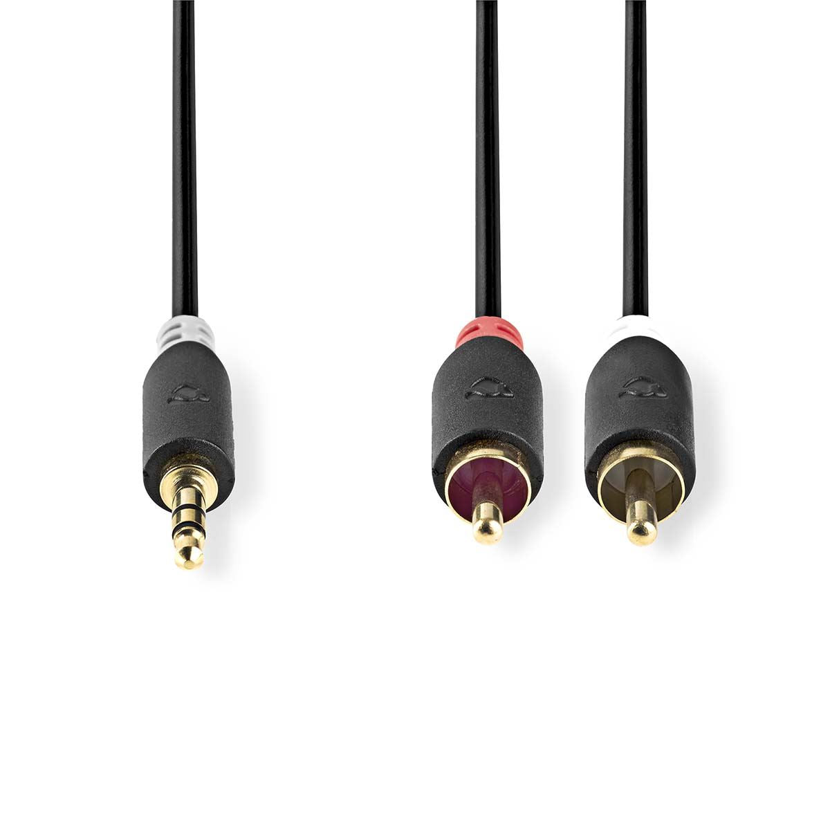 Nedis Stereo Audio Cable | 3.5 mm Male | 2x RCA Male | Gold Plated | 5.00 m | Round | Anthracite | Box