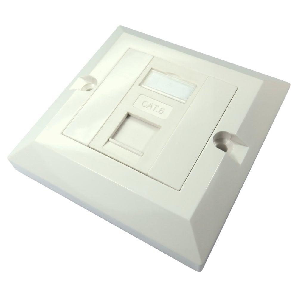 Ex-Pro 2 Port Cat6 RJ45 Face Plate Wall Socket Ethernet Single Gang wi