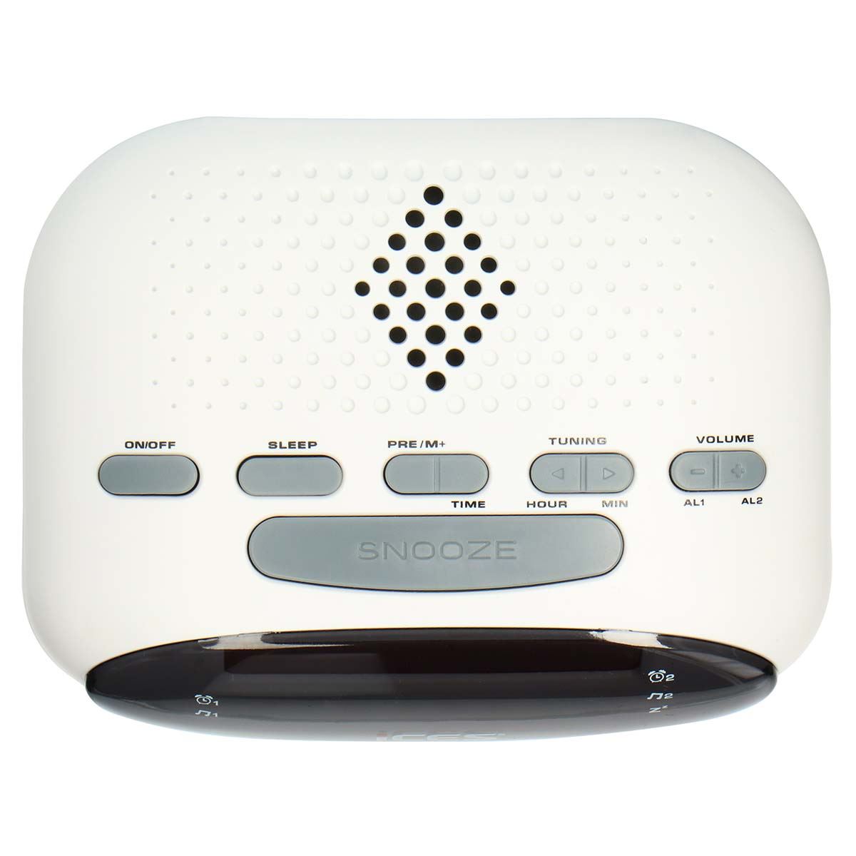 ICES Digital Desk Alarm Clock Radio LED | FM | Buzzer, Dual Alarm & Snooze function - White
