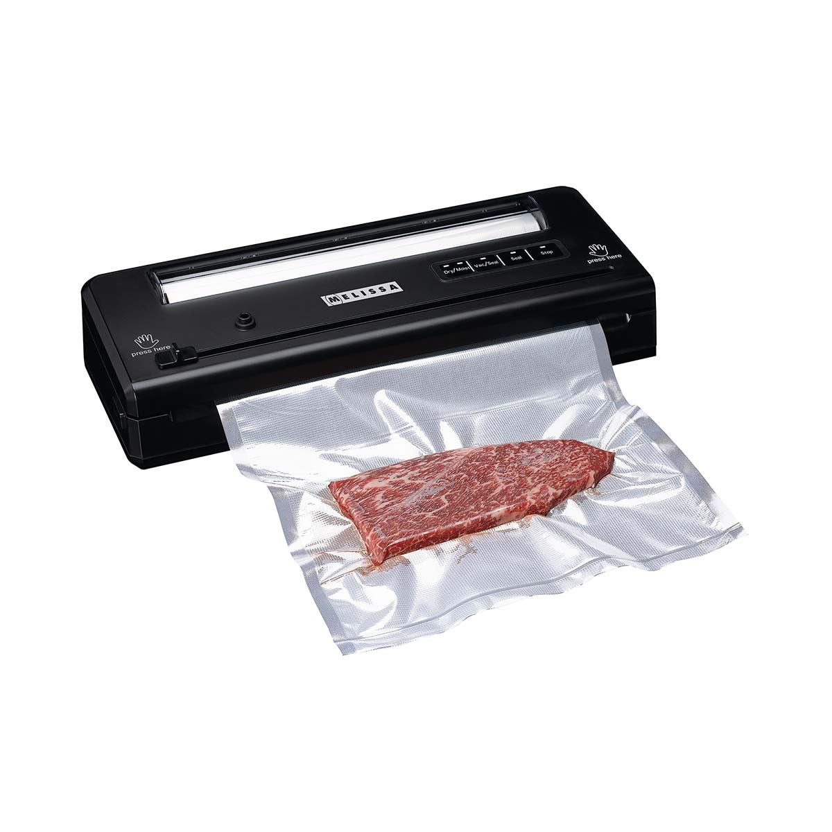 MELISSA Vacuum Sealer Machine, 28cm Seal Food Sealer, with Roll holder and 1 Roll Included for Vac/Seal/Rice/Wet/Dry Mode, Built-in Cutter and Visible LED Indicator
