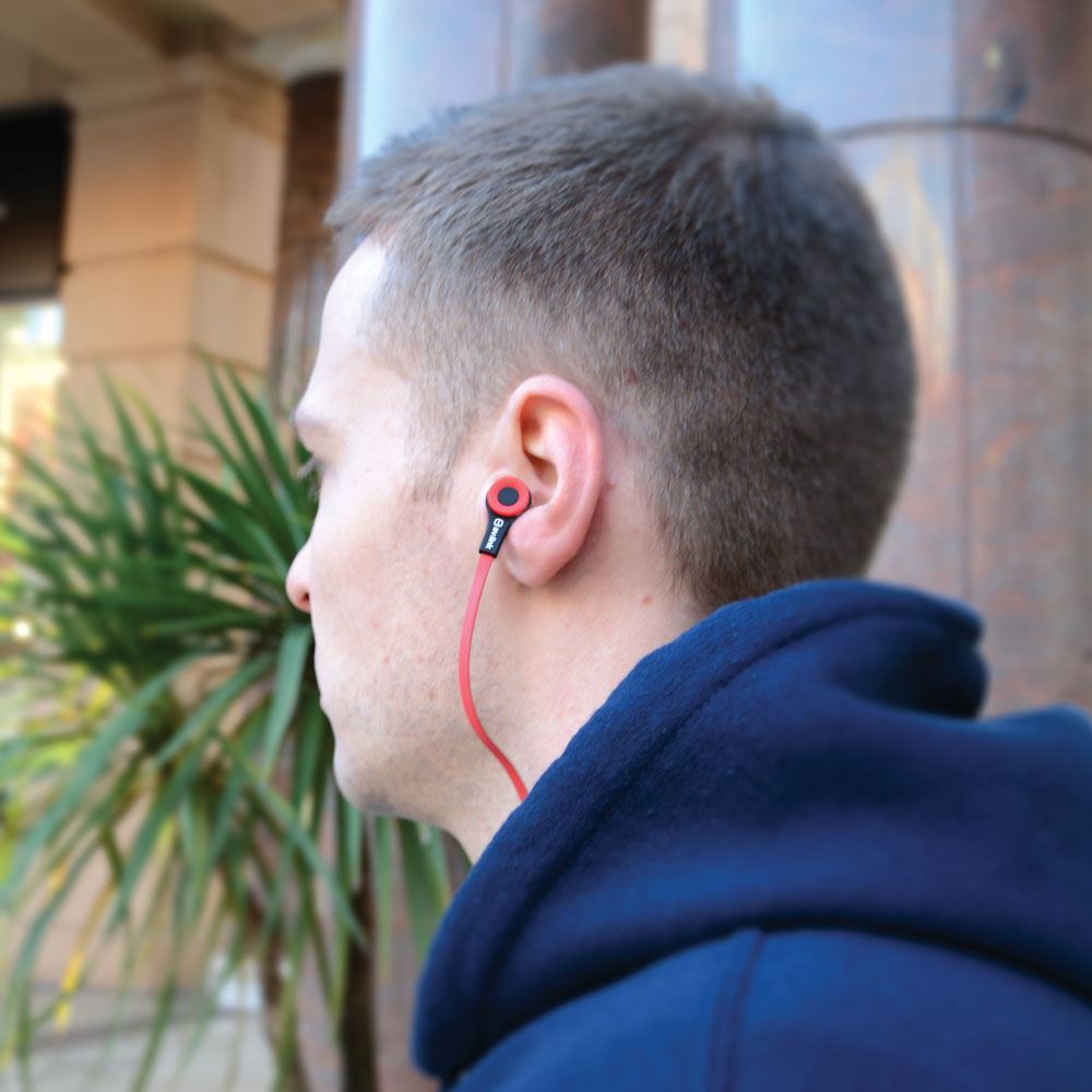 Av:link Rubberised Stereo Earphones With Hands Free Mic (Red & Black)