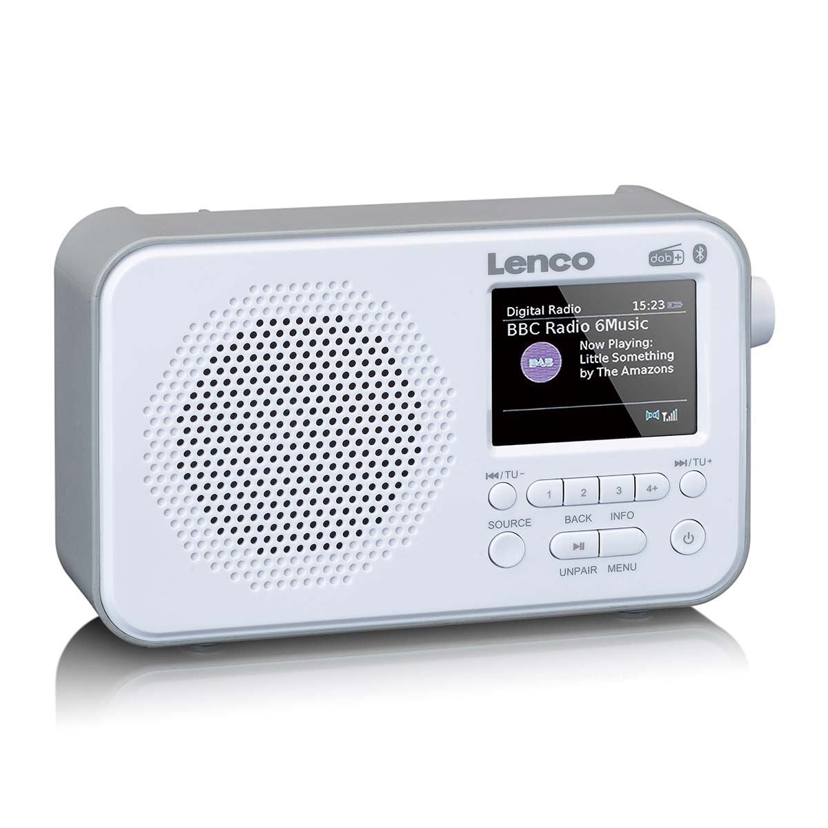 Lenco Portable DAB+ FM Radio with Bluetooth® Speaker | 2.4" TFT LCD Display | White