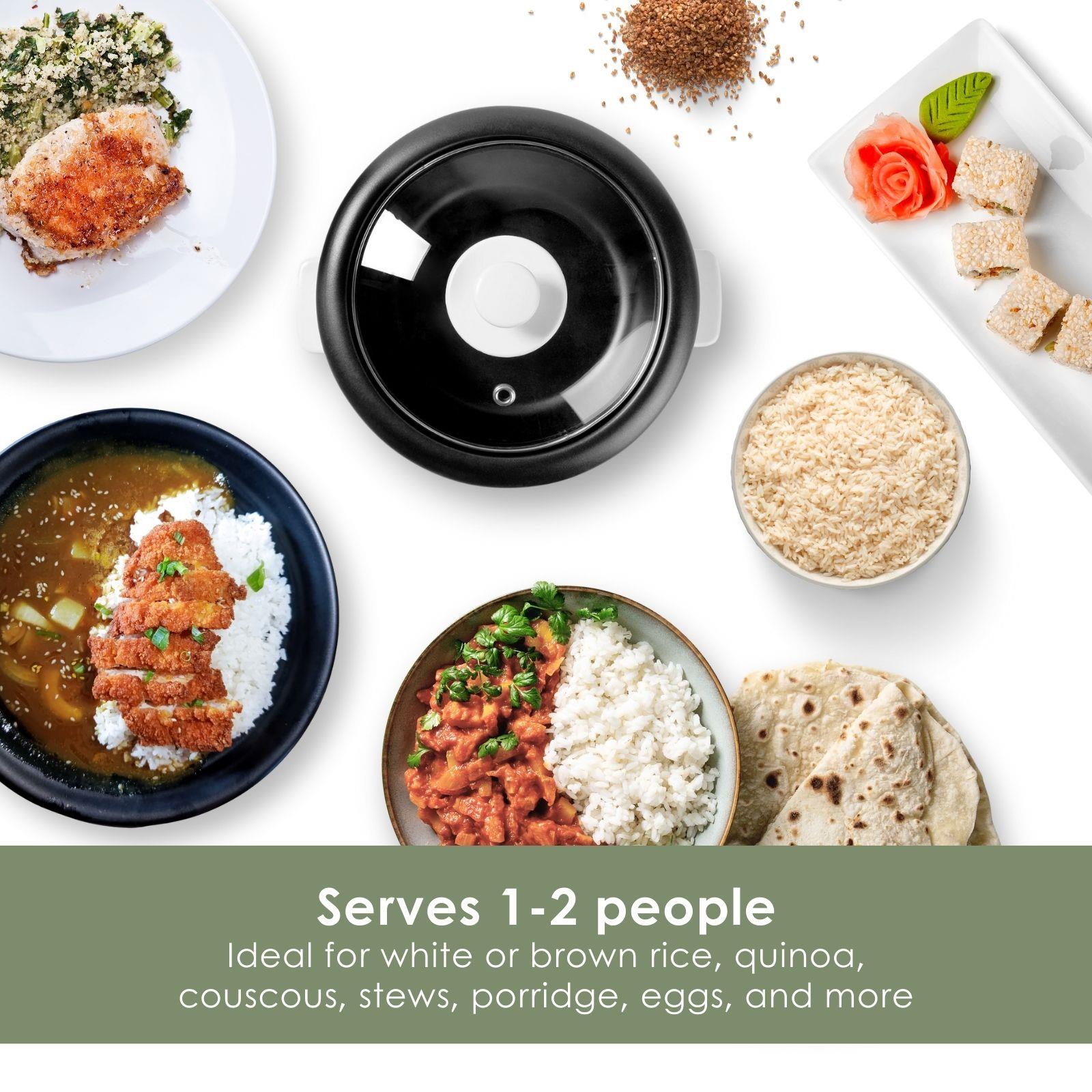 MELISSA 0.6L Rice Cooker & Steamer with Keep-Warm Function, 300W, for 1-2 People, Quick Preparation Without Burning, Non-Stick Coating incl. Steamer Insert