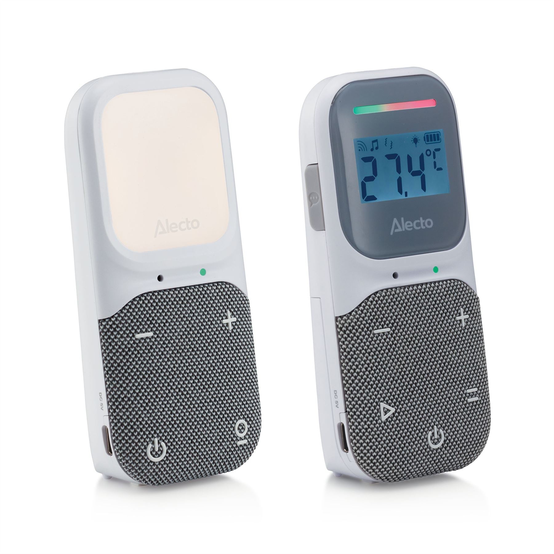 Alecto DBX140 Digital Audio Baby Monitor, Parent Unit with Rechargeable Battery, Temperature, Night Light, Long Range, Digital DECT, Crystal-Clear Sound, Plug & Play, Sound Indicator & Alerts