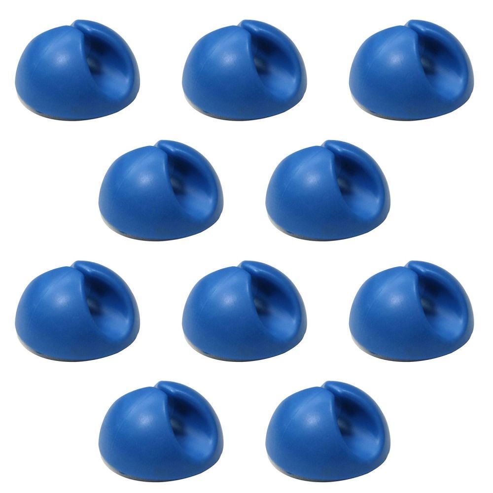 Ex-Pro 10 Pack Single Cable Desk Tidy Clips, Self Adhesive Cord Holder Clips for USB Power Wire PC Office Home, Blue