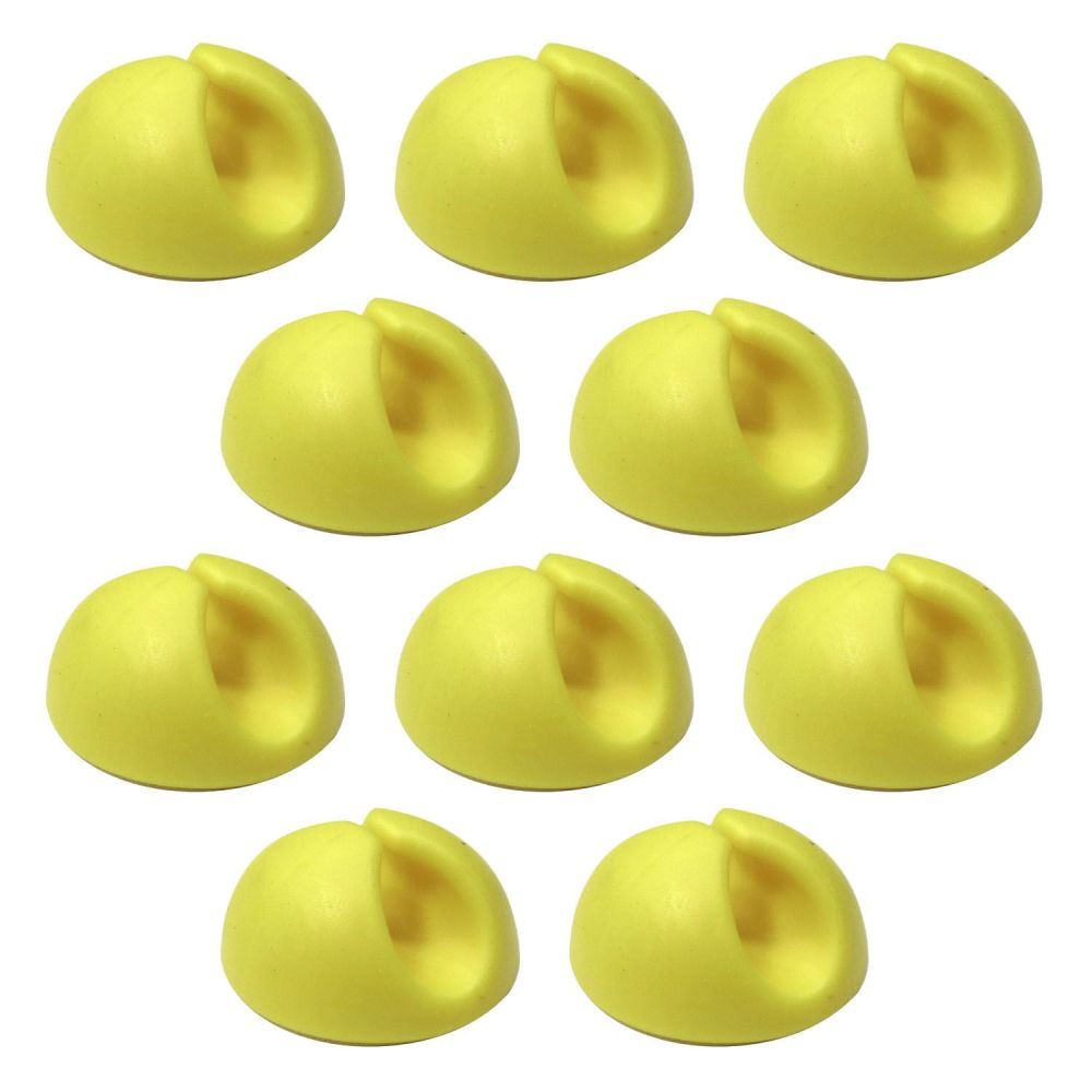 Ex-Pro 10 Pack Single Cable Desk Tidy Clips, Self Adhesive Cord Holder Clips for USB Power Wire PC Office Home, Yellow