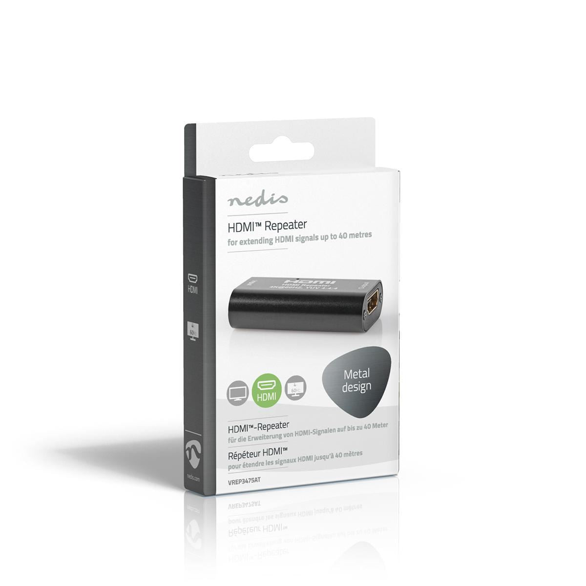 Nedis HDMI™ Repeater | 40.0 m | 4K@60Hz | 18 Gbps | Metal | Anthracite