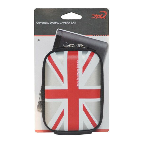 Croco Union Jack Flag Tough Case Shock/Water Proof for a Digital Cameras [Small] - Silver