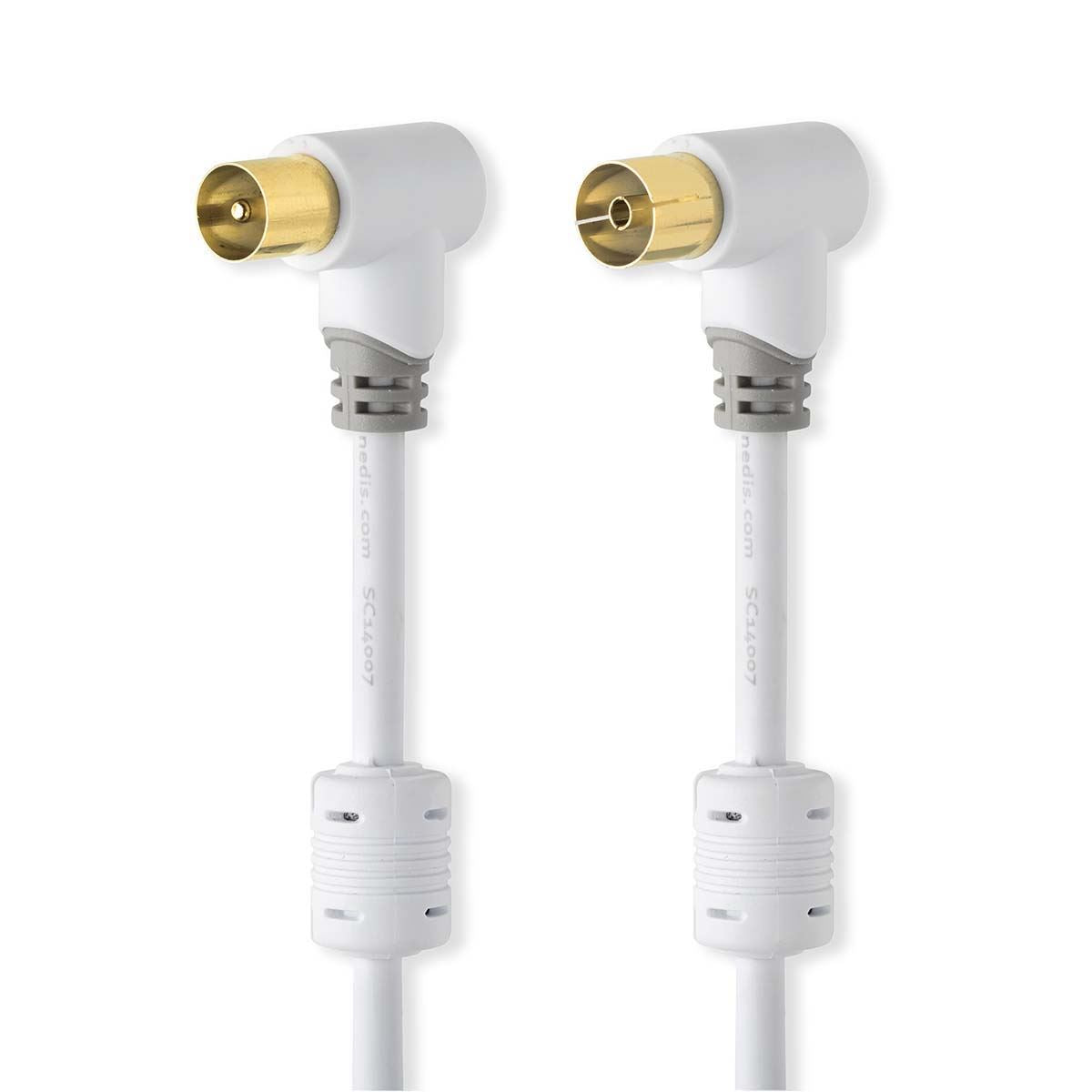 Nedis Coax Cable 100dB | IEC (Coax) Male Angled - IEC (Coax) Male Angled | 5.0 m | White