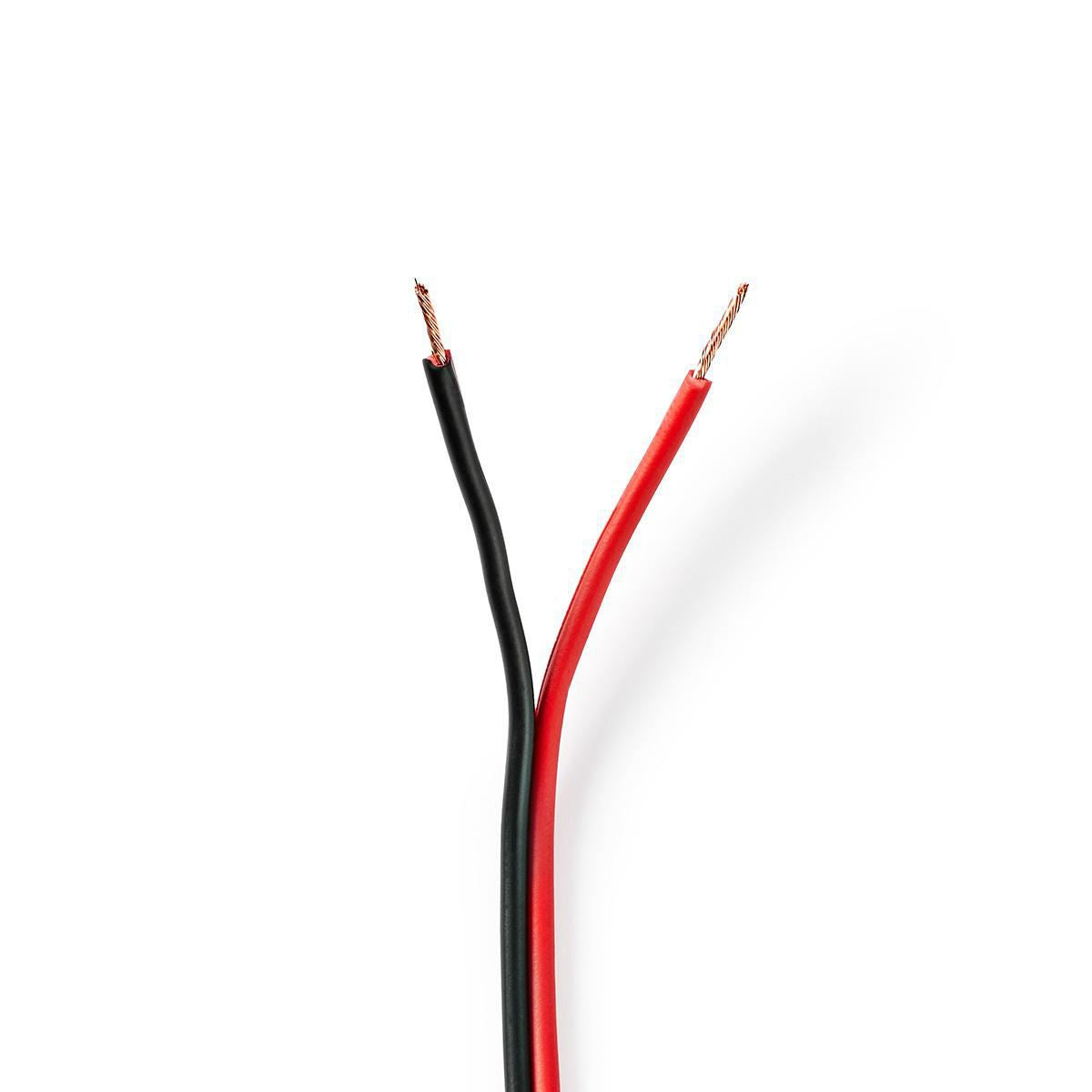 Nedis Speaker Cable | 2 x 0.75 mm² | Full Copper | 100.0 m | Round | PVC | Black / Red | Reel