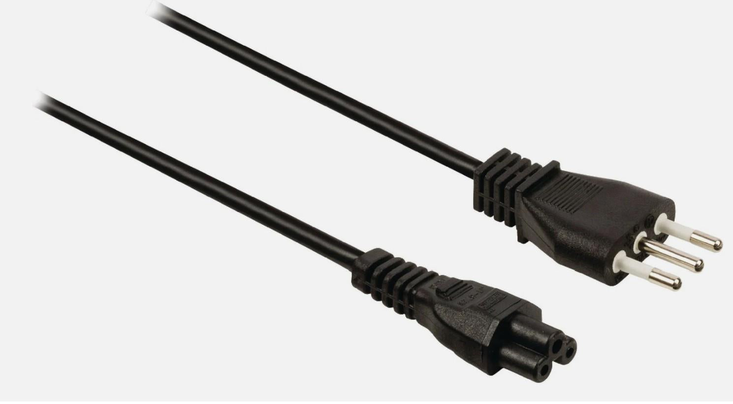 Power Cable | Swiss 3 Pin Male Angled to IEC-320-C5 | 3.0 m | Black