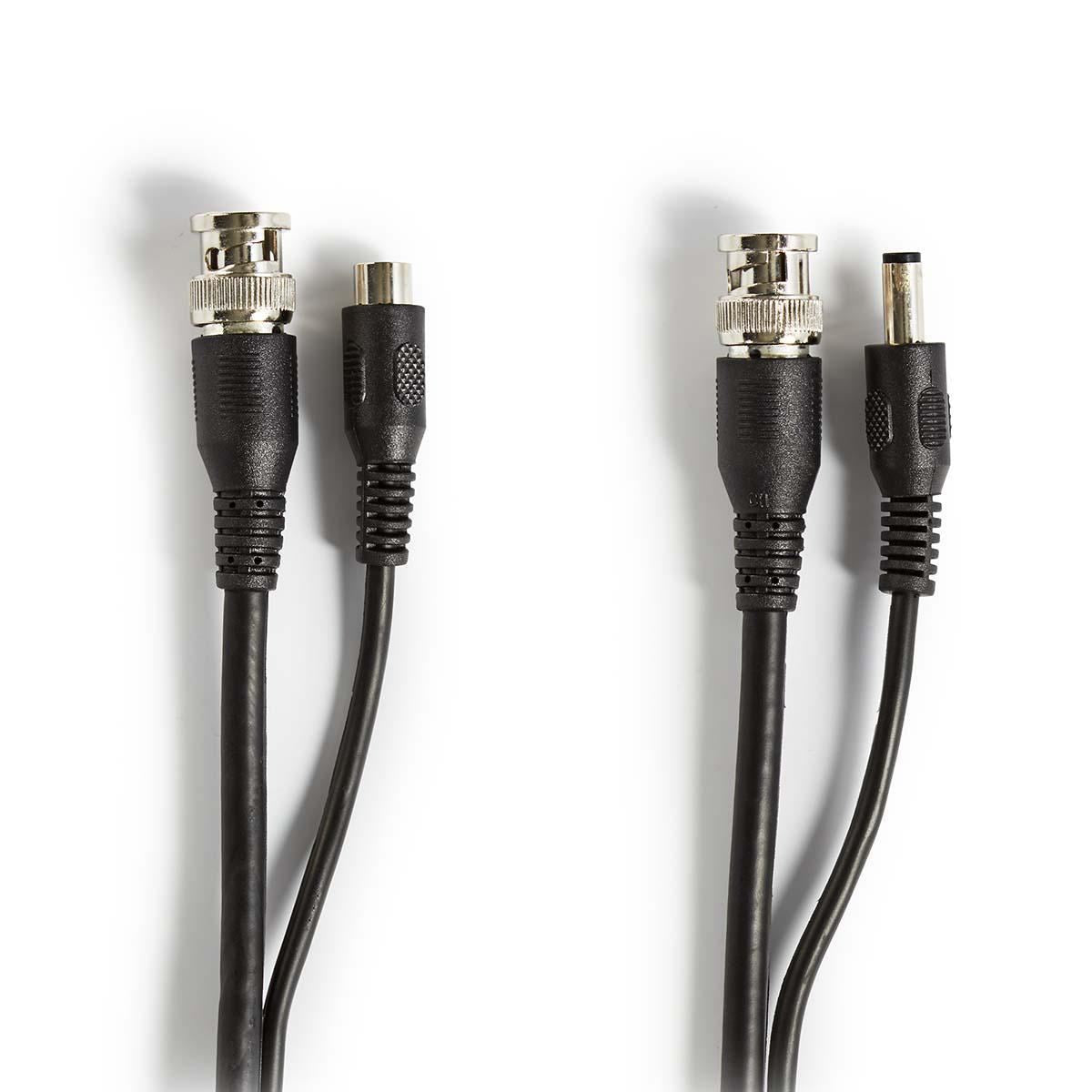 Nedis CCTV 50m Combination Installation Security Cable| BNC / DC Connections|Male to Female Dual Run|Round | PVC | Black