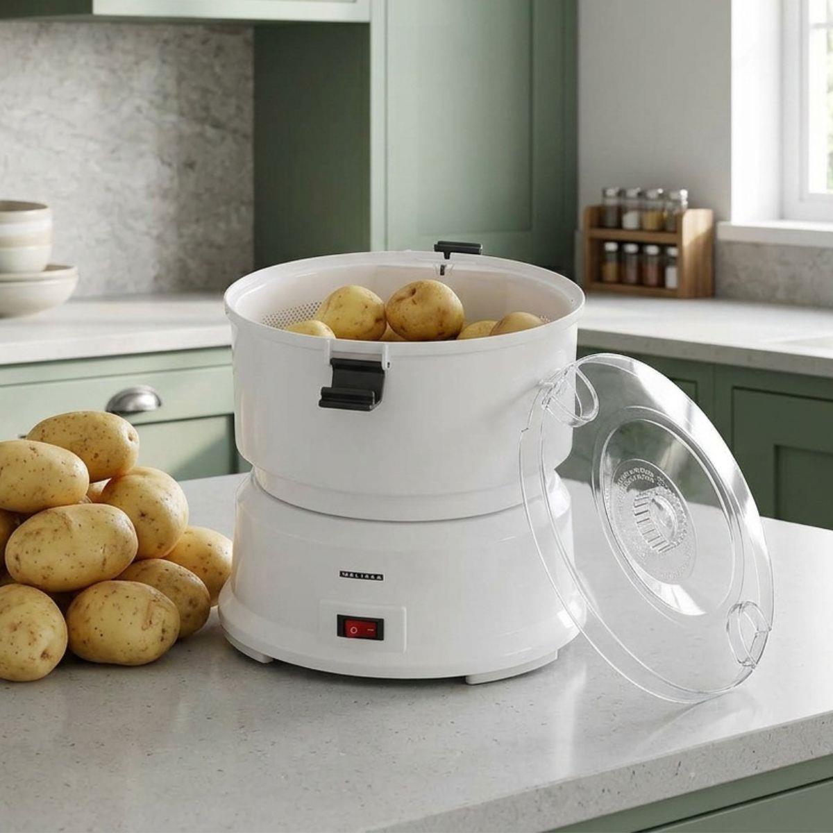 MELISSA 85W Electric Potato Peeler Machine 1KG Potato Rumbler Electric with Container for Peeling Potatoes