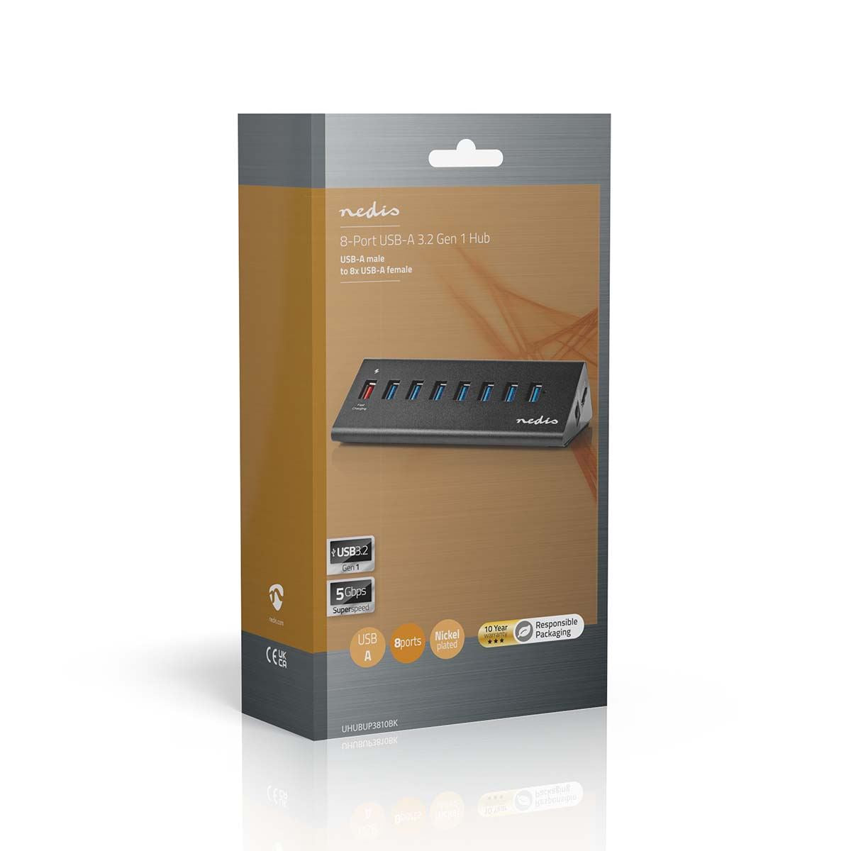 Nedis USB Hub | USB Micro-B Female | USB-A Female | 8 port(s) | QC3.0