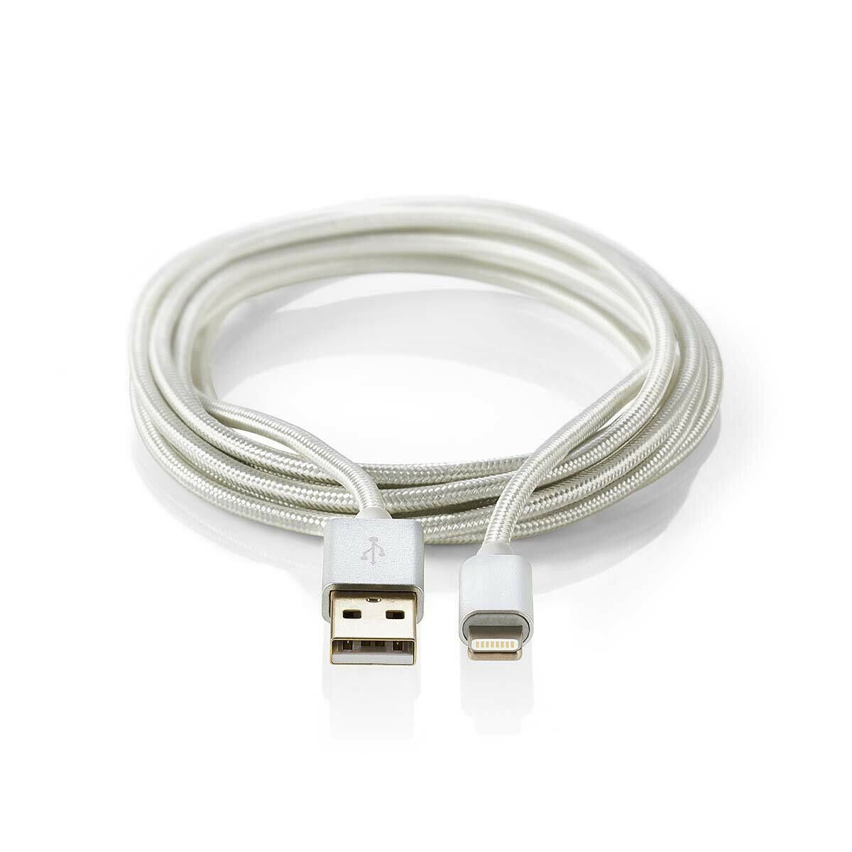 Nedis Lightning Cable | USB 2.0 | Apple Lightning 8-Pin | USB-A Male | 480 Mbps | Gold Plated | 3.00 m | Round | Braided / Nylon | Aluminium | Cover Window Box