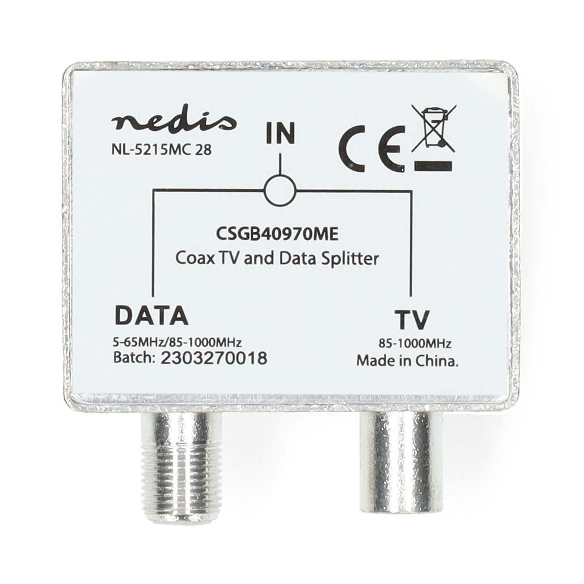 Nedis Satellite & Antenna Adapter | IEC (Coax) Female | F Female / IEC (Coax) Male | Nickel Plated | 75 Ohm | Straight | Metal | Metal / Silver | 1 pcs | Box