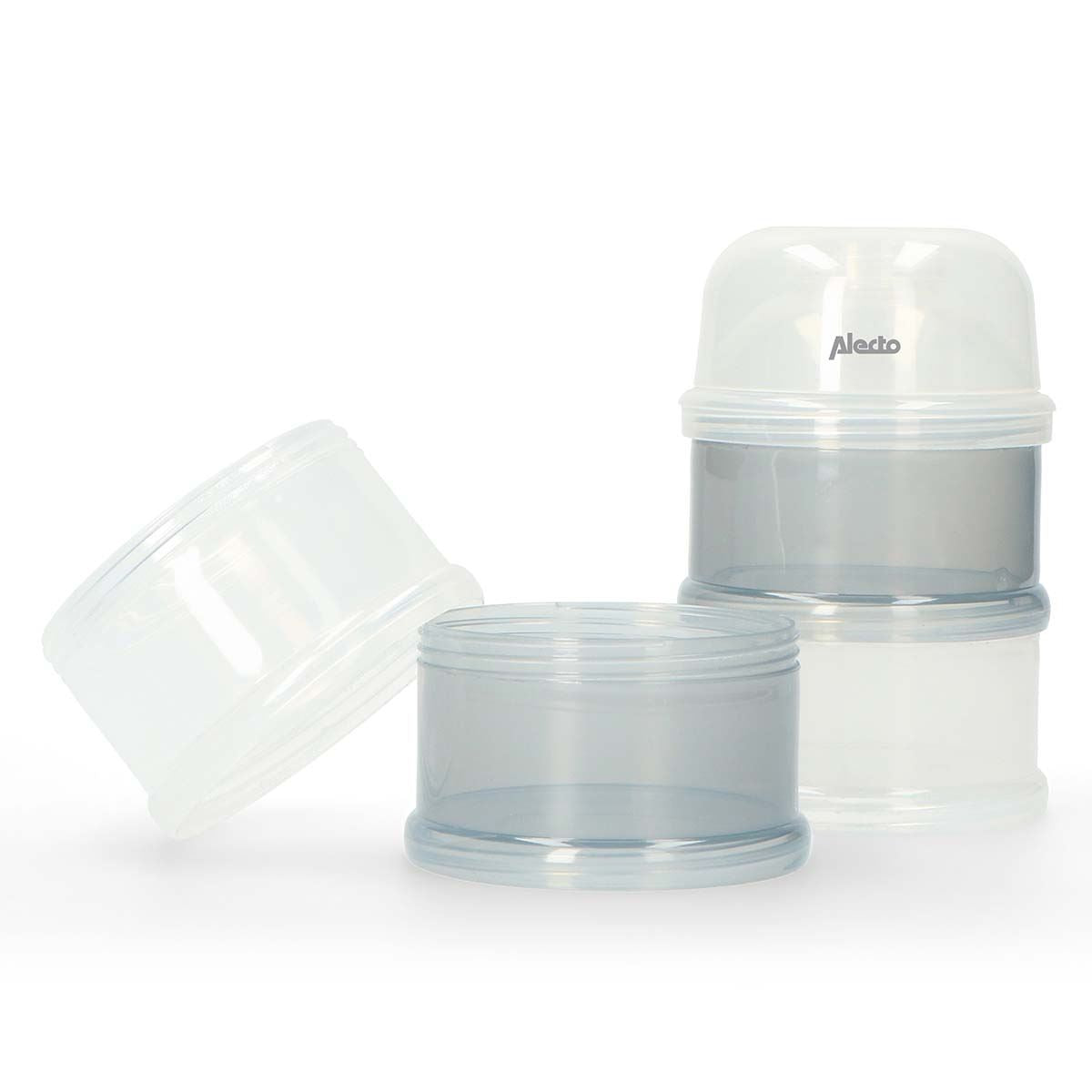 Alecto Baby Milk Powder BPA Free Dispenser, Portable 4 Layers 100ml per Layer Transparent compartments, Kids Baby Storage Container Stackable Pots
